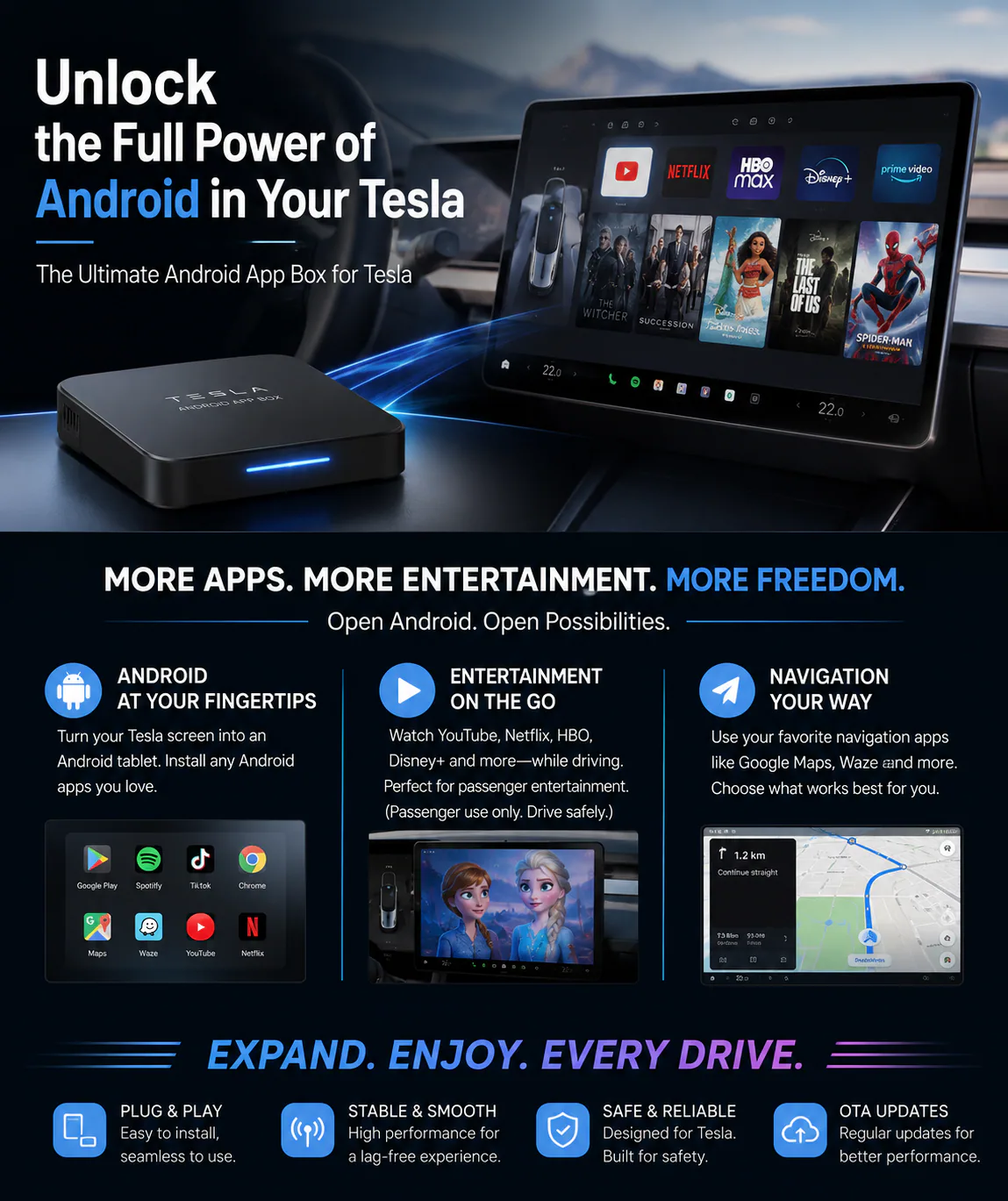 ApplePie Tesla Android Box product highlights