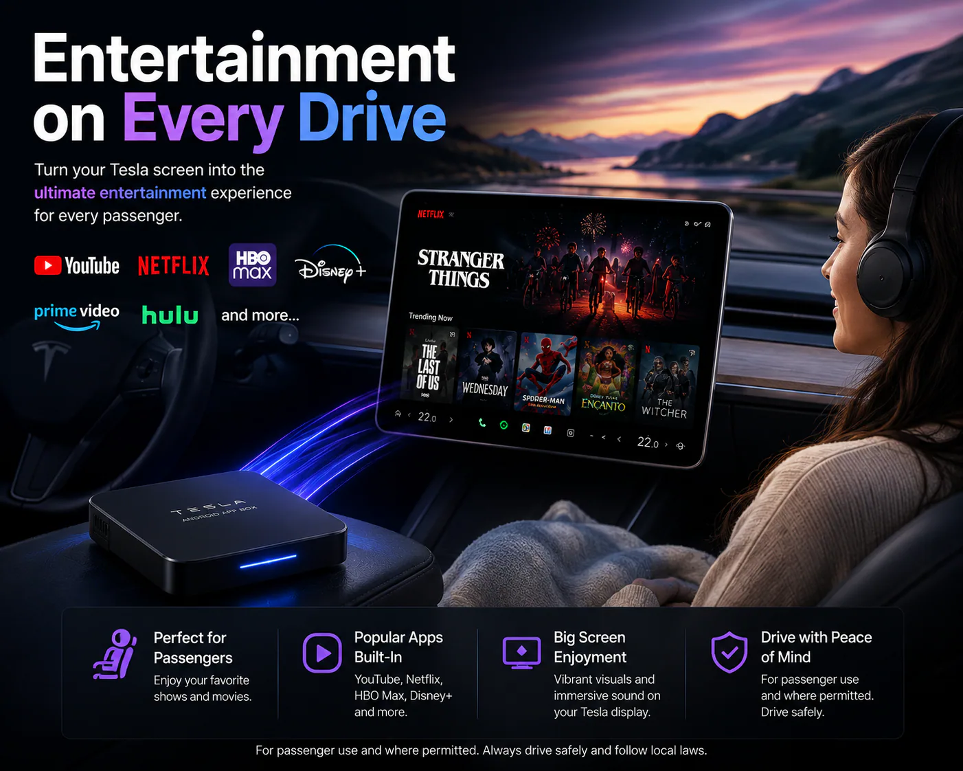 ApplePie Tesla Android Box passenger entertainment